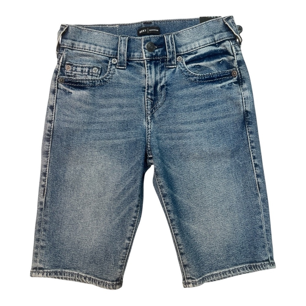 Sz 28 men’s true religion blue denim jean shorts